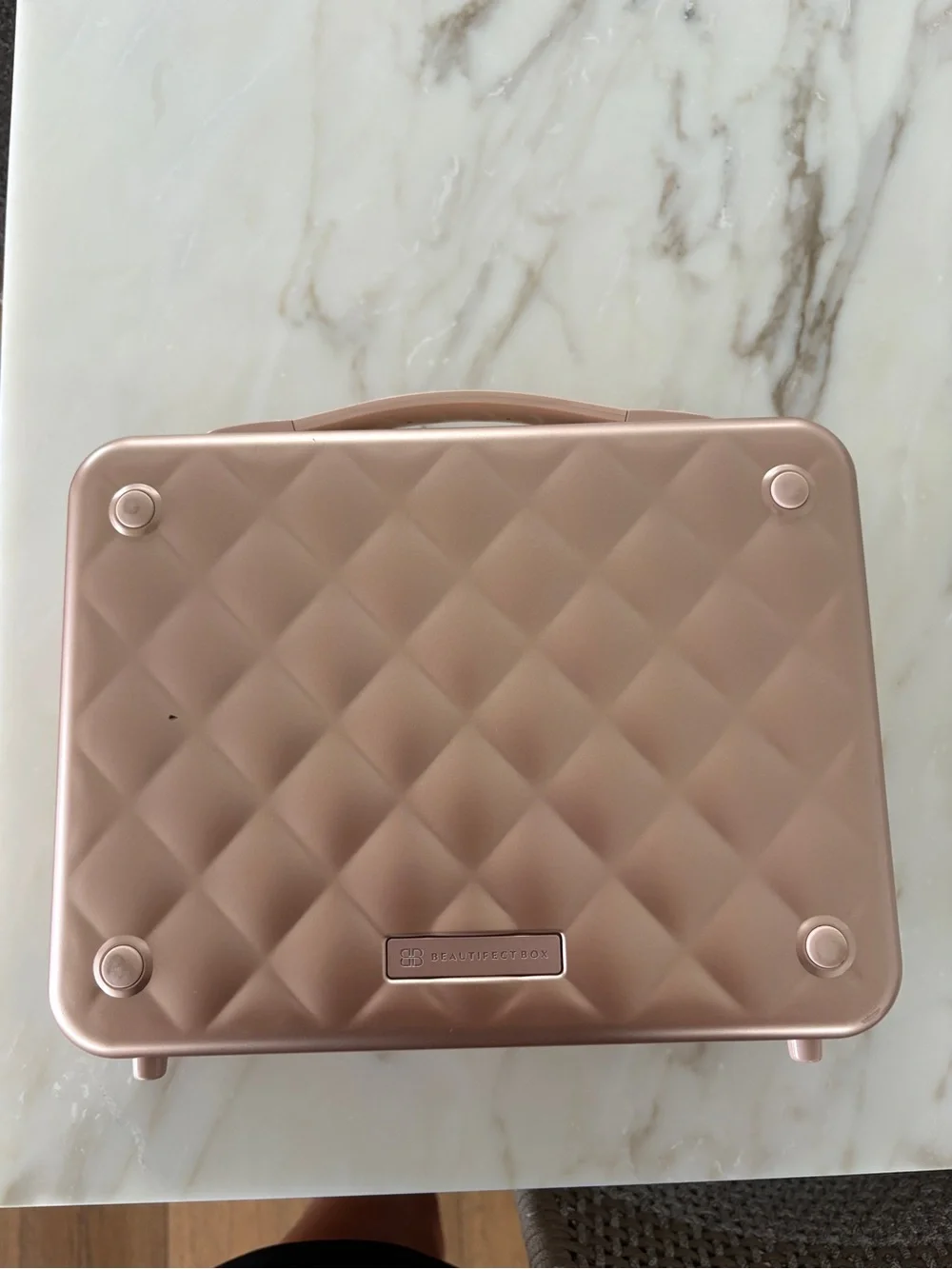 Beautifact Box Quilted Hard Case Makeup Organizer in Rose Gold